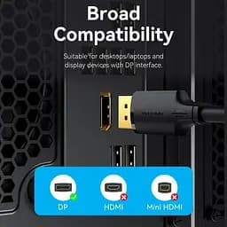 Кабель Vention DisplayPort-DisplayPort V 1.2 1.5 м (HAKBG) - мініатюра 4