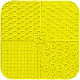 Миска-килимок для собак та котів Waudog Silicone для злизування 190х190х10 мм жовтий