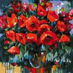 Картина за номерами "Макова ніжність" ©BOND Tetiana Ideyka KHO3231 40х40 см