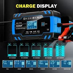Автомобільний зарядний пристрій Foxsur FBC122408D 12V 8A / 24V 4A Автоматичний імпульсний з функцією відновлення Blue (19434) - мініатюра 8