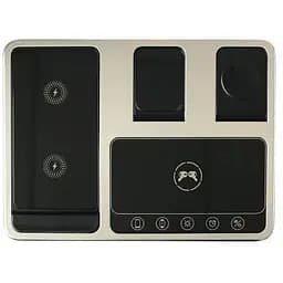Зарядний пристрій 4 IN1 AUTOMATIC (iPhone, iWatch, AirPods, Clock) 15W FAST ORIGINAL сріблястий-чорний
