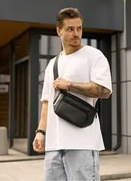 Большая мужская сумка на пояс бананка Sambag Tirso Max черная 38 × 17 × 6 см (80341001m)