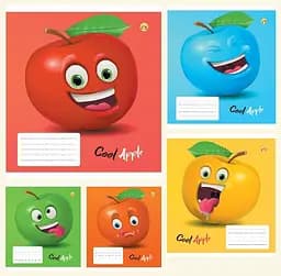 Зошити учнівські 18 аркушів лінія Тверда ТЕ22210 Яблуко, 20 шт. в упаковці