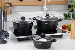 Каструля Ardesto зі скляною кришкою Gemini Anzio 4.4л алюміній чорний kuh0014757 - мініатюра 5