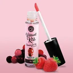Блиск для губ зі смаком полуничної жувальної гумки Secret Play Vibrant Kiss з ефектом вібрації 6 г - мініатюра 4