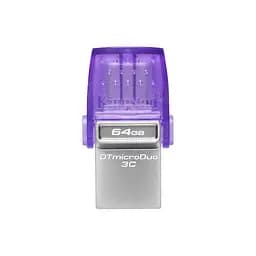 Накопичувач 64GB USB 3.2 Type-A Gen1 + Type-C DT microDuo 3C R200MB/s Kingston teh0013385 - мініатюра 2