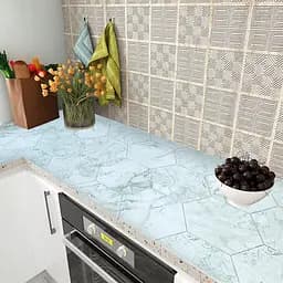 Самоклеюча плівка Sticker Wall SW-00001215 Нефритовий мармур срібні соти 0,45х10м - мініатюра 5