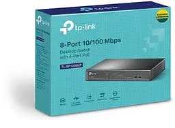 Комутатор TL-SF1008LP, 8x1FE (4xPoE), 41Вт, Некерований TP-Link teh0018153 - мініатюра 4