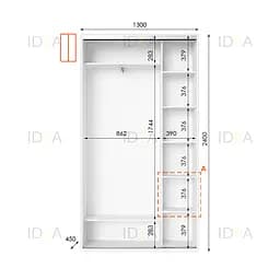 Шафа-купе Idea серія 1 130 x 45 x 240 см Білий Дзеркало - мініатюра 2