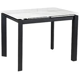 Обеденный стол Prestol Ларс раскладной 1000/1400x750x750 белый глянец черные ножки