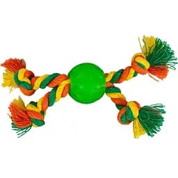 Игрушка для собак Agility мяч с канатом 4 см зеленая