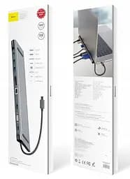 Мультипортовий адаптер USB Хаб Baseus Enjoyment Series Type-C Notebook PD/HDXiaomi*2/VGA/RJ45/SD/TF/USB*3/Adapter CATSX-G0G Dark Grey - мініатюра 5