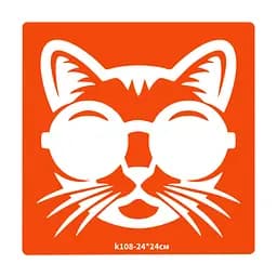 Трафарет для био-тату Котик Fresh Tattoo k108-24*24см, размер 24х24см