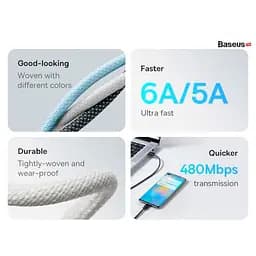 Кабель Baseus Dynamic Series Fast Charging Cable USB to Type-C 100W 2m CALD000702 White - мініатюра 9