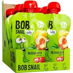Пюре фруктовое Bob Snail Яблоко-Персик, пастеризованное 900 г (10 шт. по 90 г)