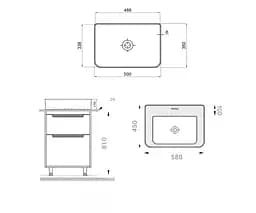 Тумба підлогова Sanwerk Грета 60 Білий з Топ панеллю та умивальником Rapid 50x35 (MV0000904) Білий - мініатюра 2