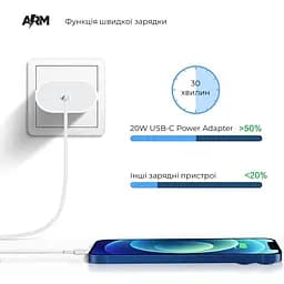 Зарядний пристрій AMHJ83 20W White USB-C Power Adapter, підтримка Power Delivery та Quick Charge 3.0, швидка зарядка для iPhone, iPad, смартфонів та планшетів, ArmorStandart (ARM58528) - мініатюра 3