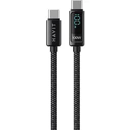 Кабель Havit HV-CB6247 PD100W 5A з LED екраном Type-C to Type-C 2 м (HV-CB6247)