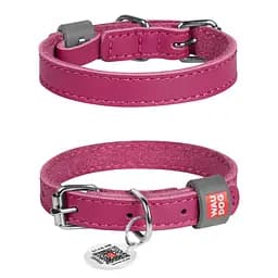 Нашийник для собак шкіряний Waudog Classic Ш 12 мм Д 21-29 см рожевий