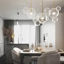 Підвіс-молекула в латунному корпусі Ø 30 см + 4 кульки | Арт. AA 397-300+4 AB+CL | Line F