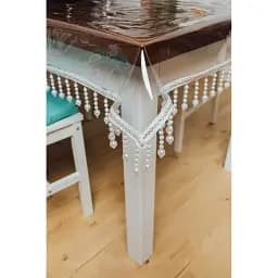 Скатертина силіконова з білою перлинною бахромою Elit 290х190 см