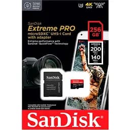 Карта пам'яті SanDisk microSDXC 256GB UHS-I Extreme Pro U3 V30 A2 + SD Adapter (SDSQXCD-256G-GN6MA) [100880] - мініатюра 9