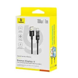 Кабель Baseus Display 2 Fast Charging Data Cable USB-A to USB-C 100W 1m Black - мініатюра 2
