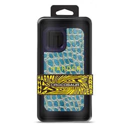 Кожаный чехол для Apple iPhone 14, Harder Crocosaur, синий, термополиуретан ТПУ + экокожа с текстурой крокодила, панель, защита корпуса, противоударный, микрофибра, рамка вокруг камеры, защита всего корпуса, (ARM76718) - мініатюра 3