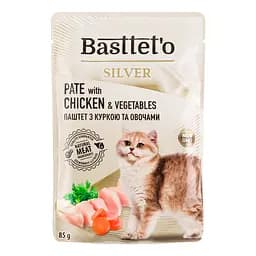Влажный корм для котов Basttet'o Silver паштет из курицей и овощами 85 г