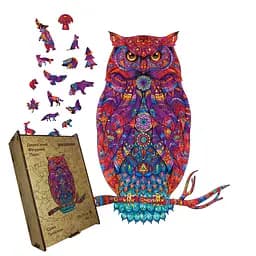 Пазл деревянный Сова Талисман, А3, Картонная коробка 200 элементов