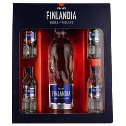 Уцінка. Набір горілки Finlandia: класична 40%, 0,5л + 4 смакові мініатюри, 37,5%, 0,05л (590065) 