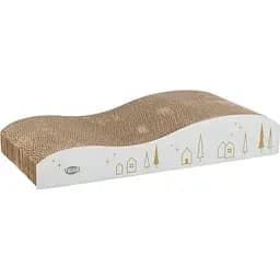 Дряпка Trixie для котів хвиля Різдвяна картонна біло-золота 43.5×8×20 см