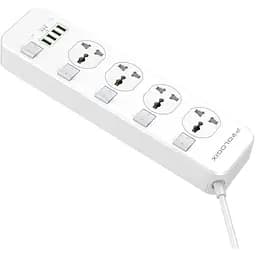 Фільтр живлення ProLogix Premium 2.5 кВт, 4 розетки, 4 USB, 2 м, з вимикачами, білий (PR-SC4408W)