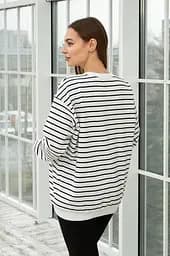 Світшот у смужку для вагітних і мам-годувальниць Rimini 2XL-3XL (50-52) Lullababe Білий з чорним - мініатюра 5
