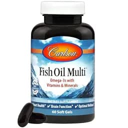 Мультвітаміни та мінерали з Омега-3 Carlson Fish Oil Multi 60 желатинових капсул