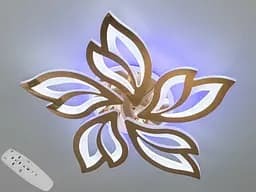 Потолочная светодиодная люстра с пультом, подсветкой, 80W, золото.