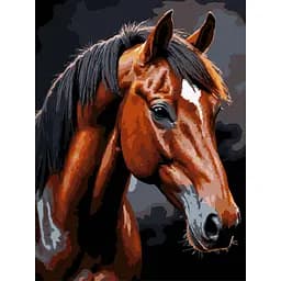 Картина по номерам Strateg Коричневый конь на черном фоне 30х40 см (FH-39)