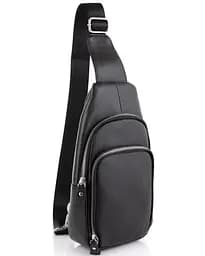 Шкіряний чорний слінг через плече Tiding Bag A25F-5058A