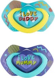 Силиконовая симметричная пустышка Canpol babies Neon Love, 6-18 мес., 2 шт., голубой (22/653_blu)