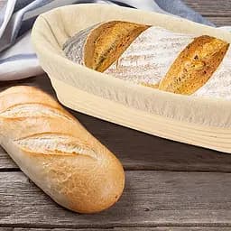 Кошик для вистоювання тіста хліба овальний з натурального ротанга з тканинним чохлом (довжина 30 см), Kitchen Master Бежевий 87928 - мініатюра 4