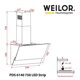 Витяжка декоративна похила WEILOR PDS 6140 BL 750 LED Strip - мініатюра 10