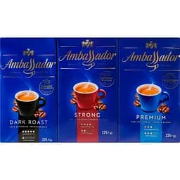 Набор кофе Ambassador Dark Roast + Strong + Premium молотый 675 г