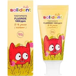 Детская зубная паста Solident Kids с фтором 1000 ppm малина 50 мл