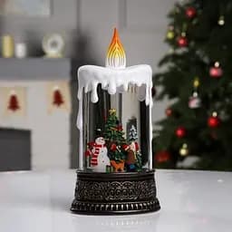 Новорічний нічник зі снігом "Свічка зі сніговиком" XMAS WDL-23016, різдвяний світильник на батарейках - мініатюра 7