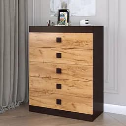 Комод для дома Эверест Соната-2 Телескопические на 5 ящиков 80х38х101 см венге темный + дуб крафт золотой (EVR-2020)