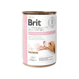 Вологий корм для собак Brit VetDiets Hypoallergenic при харчовій алергії або непереносимості, 400 г (лосось та горошок)