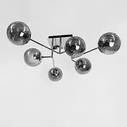 Сучасна стельова люстра в хромі на 6 графітових плафонів Line.F 2693/6 (new) CH+GR