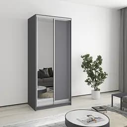 Шкаф-купе двухдверный MebelStar Уни AL ДСП/Зеркало 90x45x210 см Антрацит (MBS-2608)