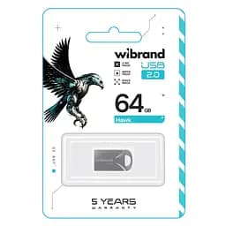 USB флеш накопичувач Wibrand 64GB Hawk Silver USB 2.0 (WI2.0/HA64M1S) - мініатюра 2