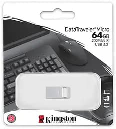 USB Flash Kingston USB 3.2 DT Micro Metal 200Mb/s 64GB Silver - мініатюра 4